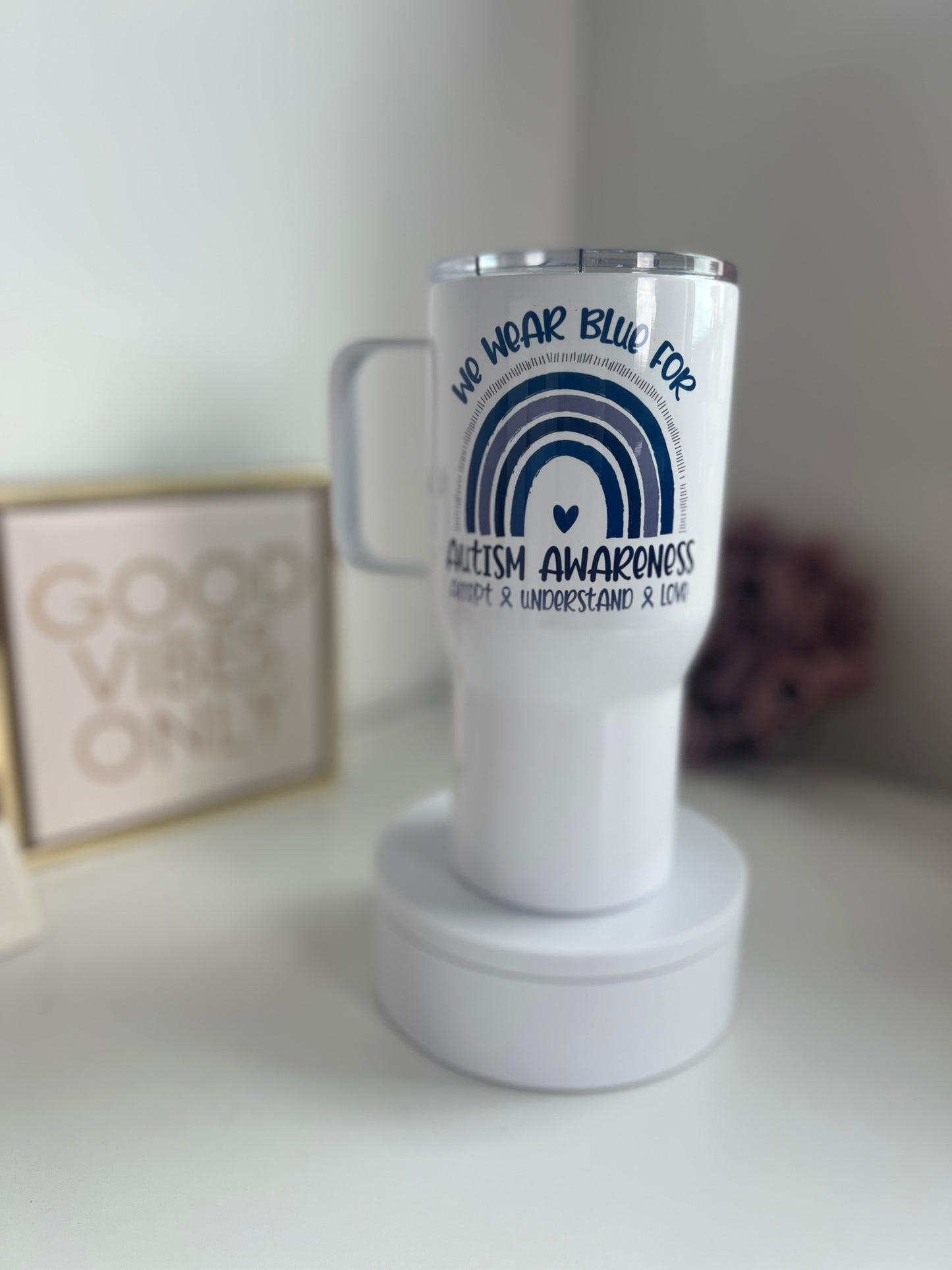 In April, we wear blue 18oz Tumbler