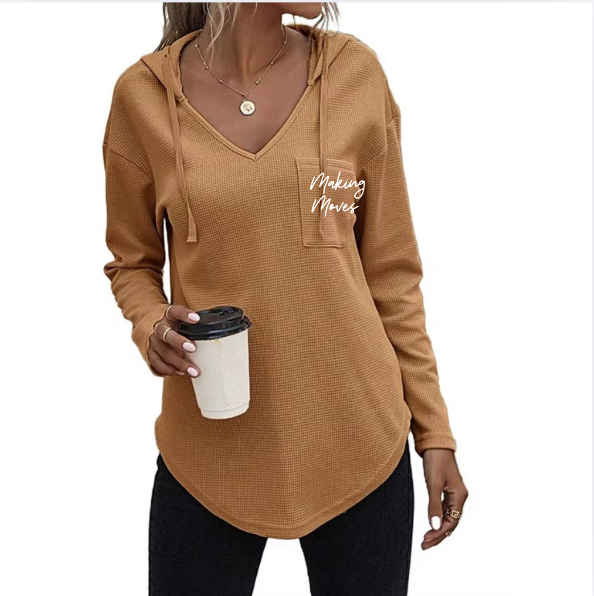 Making Moves V neck hoodie
