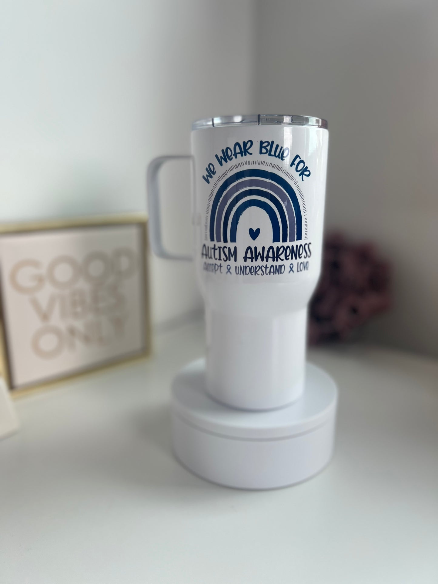 In April, we wear blue 18oz Tumbler