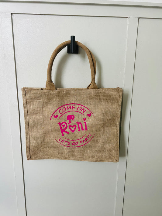 Barbie burlap beach bag