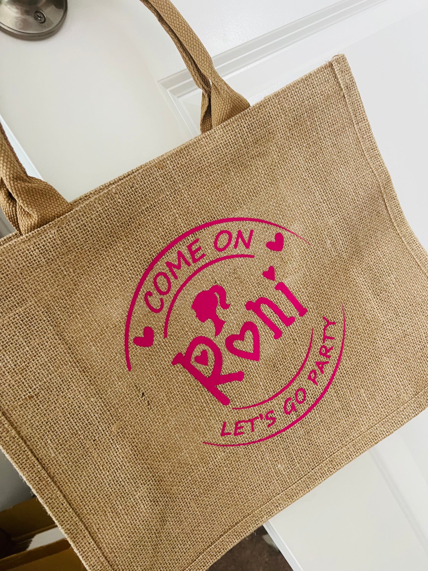 Barbie burlap beach bag