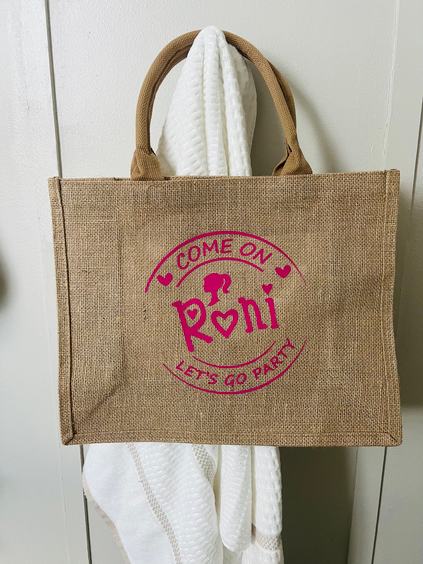 Barbie burlap beach bag